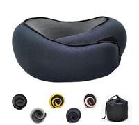 Flyhugz Neck Pillow,Adjustable Travel Neck Pillow Made of Memory Foam Cotton Neck Support Pillow, Foldable U-shaped Snap Neck Pillow, Practical Ergonomic Travel Pillow,Blue