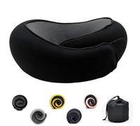 Flyhugz Neck Pillow,Adjustable Travel Neck Pillow Made of Memory Foam Cotton Neck Support Pillow, Foldable U-shaped Snap Neck Pillow, Practical Ergonomic Travel Pillow,black