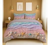 Three piece bedding set Breathable Cartoon Animals Starfish Includes 2 pillowcases 50 x 75 cm and 1 Quilt cover 260 x 220 cm, Pink