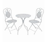Three Piece Bistro Set Steel Greyish White/Grey vidaXL