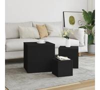 Three-Piece Black Engineered Wood Side Tables Set