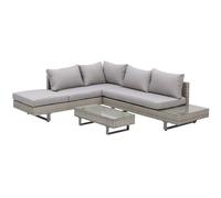 Three-Piece Corner Rattan Set With Glass Tables