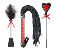 Three Piece Feather Tickler Riding Crop and Faux Sex Leather Whip BDSM Whip for Couples Play Set for Cosplay Show Feather Ticklers Teasers Adult (Style: 1)