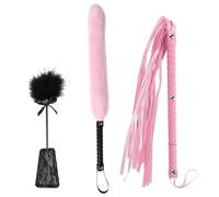 Three Piece Feather Tickler Riding Crop and Faux Sex Leather Whip BDSM Whip for Couples Play Set for Cosplay Show Feather Ticklers Teasers Adult (Style: 3)