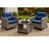 Three-Piece FurnitureOne Rattan-Effect Bistro Set with Glass Top Coffee Table