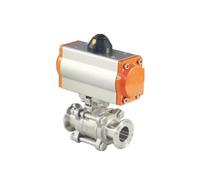 Three Piece High Platform Pneumatic Quick Load Ball Valve Stainless Steel Q611F-16P Clamp Ball Valve Double Acting Cylinder(3/8 Inch)