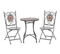 Three Piece Multicoloured Mosaic Bistro Table And Chairs Set For Garden Patio