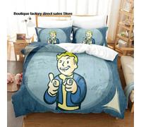 (Three piece set 3, EU Single(135x200cm)) Fallout Vault 33 Bedding Set Single Twin Full Queen King Size Bed Set Adult Kid Bedroom Duvetcover Sets Anime parure de lit Bed