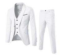Three Piece Suits For Men Classic Fit | Suits For Men Uk Slim Fit White Muscle Suit Men Single Breasted Waistcoat Comfortable Business Suit Elegant Formal Suits Notch Lapel Wedding Suit Party Jacket