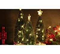 Three-Pieces Tabletop Christmas Tree with Lights: Colorful