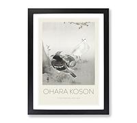 Three Pigeons By Ohara Koson Exhibition Museum Asian Japanese Framed Print | A4 Black Framed Wall Art | Ready to Hang | Asian Animal Picture | Living Room Bedroom Lounge Office