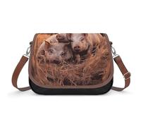 Three Pigs Sleeping Leather Shoulder Bag for Women Classic Crossbody Purse Leather Tote Bag Handbag Purse Small Shoulder Bags for Shopping, Style, One Size