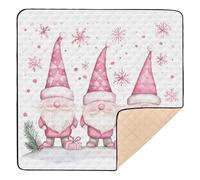 Three Pink Christmas Gnome Baby Play Mat for Floor, 50x50 inch Playpen Mat,Thicken Soft Non-Slip Tummy Time Mat for Toddlers and Infants