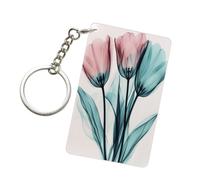 Three Pink Tulips X-Ray Acrylic Keychain Fashion Key Rings Car Acrylic Chains Tags For Men Women