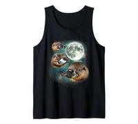 Three Platypus Moon | Funny Cursed Meme Design Tank Top