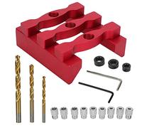 Three Pocket Hole Jig with HSS Drill Bit, 18Pcs/Set Self Centering Doweling Jigs Aluminum Alloy Worktop 90° Angle