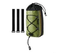 Three-Point Fixation Bottle Cage for Mountain Bikes | Elastic drawstring for top, secure fit, prevents spills, 18x10x8cm size, green polymer fabric