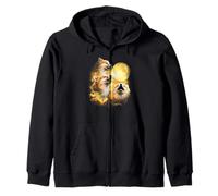 Three Pomeranian Howling At The Moon yellow tie dye Zip Hoodie