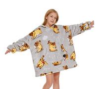 THREE POODLE Oversized Blanket Hoodie for Kids, Sherpa Fleece Wearable Blanket Sweatshirt for Girls Boys, Warm Soft Cozy Hooded Blanket Kids, One Size Fit All