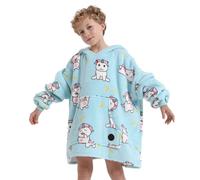 THREE POODLE Oversized Blanket Hoodie for Kids, Sherpa Fleece Wearable Blanket Sweatshirt for Girls Boys, Warm Soft Cozy Hooded Blanket Kids, One Size Fit All