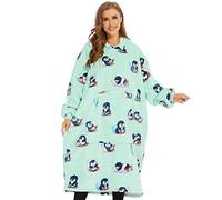 THREE POODLE Oversized Blanket Hoodie, Sherpa Fleece Wearable Blanket Sweatshirt for Adults Kids, Warm Soft Cozy Hooded Blanket Women Men Kids, One Size Fit All