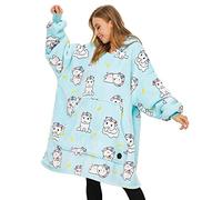 THREE POODLE Oversized Blanket Hoodie, Sherpa Fleece Wearable Blanket Sweatshirt for Adults Kids, Warm Soft Cozy Hooded Blanket Women Men Kids, One Size Fit All
