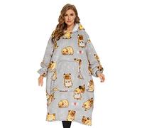 THREE POODLE Oversized Blanket Hoodie, Sherpa Fleece Wearable Blanket Sweatshirt for Adults Kids, Warm Soft Cozy Hooded Blanket Women Men Kids, One Size Fit All