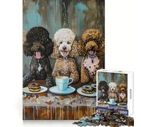 Three Poodles with Treats And Coffee 1000 Piece Jigsaws for Teenagers Puzzle Strong Logic Toy Relaxed Mind Clear Edge Bday Surprise (38x26cm)