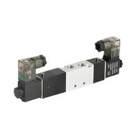 Three-Position Five-Way Solenoid 4V130C/4V130P/ 4v130E DC24V AC220V DC12V 4mm/6mm/8mm/10mm/12mm 5/2 5/3 Way Solenoid(4V130C-06 DC12V,with 12mm Fittings)