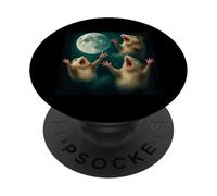 Three Possum Moon 3 Opossum Retro Howling Cursed Meme PopSockets Adhesive PopGrip