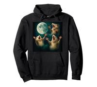 Three Possum Moon 3 Opossum Retro Howling Cursed Meme Pullover Hoodie
