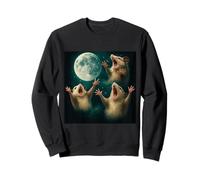 Three Possum Moon 3 Opossum Retro Howling Cursed Meme Sweatshirt