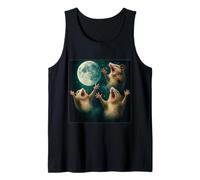 Three Possum Moon 3 Opossum Retro Howling Cursed Meme Tank Top