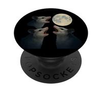 Three Possums Howling at the Full Moon Midnight Mischief, PopSockets Adhesive PopGrip