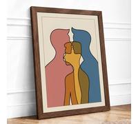 Three Profiles in Balance Modern Framed Wall Art Print A3 (42×29.7cm) Walnut, Wall Decor for Living Room, Bedroom, Office & Home, Ready to Hang, Art Gift