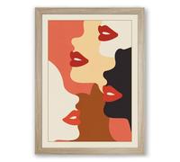 Three Profiles in Harmony Modern Framed Wall Art Print A2 (59.4×42cm) Oak, Wall Decor for Living Room, Bedroom, Office & Home, Ready to Hang, Art Gift