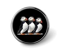 Three Puffin Bird Brooch Pins for Women Men Cute Badge Lapel Pins for Backpack Dress Accessories