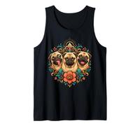 Three Pug Faces Mood Row Pug Lover Tank Top