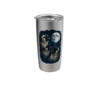 Three Pugs Howling At The Moon 3 Pugs Moon Stainless Steel Insulated Tumbler