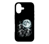 Three Pugs Under Moon Funny Canine Night Scene Case for iPhone 17