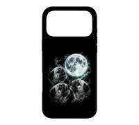 Three Pugs Under Moon Funny Canine Night Scene Case for iPhone 17 Pro Max