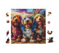 Three Puppies 100 Pieces Jigsaw Puzzles For Men Educational Decompression Adults Anxiety Memory Care Mothers Valentines Gift Durable Cardboard 28x28cm
