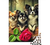 Three Puppies Forest 1000 Piece Jigsaw Puzzle Paper for Adults Rose Relaxing Gift Home Decor 52x38cm/1000pcs