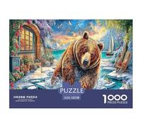Three Puppies Great Gift Idea 1000 Pc Adult Jigsaws - Bear (water Blooms) Impossible Hard Challenging Game for Wall Decoration52x38cm/1000pcs