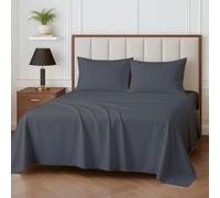 Three Quarter 48"X75" Size Bed Sheets - 100% Egyptian Cotton - 15 Inch Deep Pocket Fitted Sheet - Cooling Sheets - 4 Piece Premium Sheet Set for 48x75 3/4 Full Bunk- Dark Grey Solid