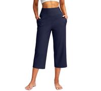 Three Quarter Length Trousers Elasticated Waist Womens Jogging Bottoms Plus Size Cropped Workout Work Yoga Pants Casual Business Women Trousers Walking Stretchy Capri Pants for Women Uk