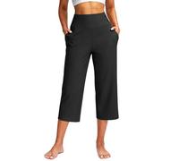 Three Quarter Length Trousers Elasticated Waist Womens Jogging Bottoms Plus Size Cropped Workout Work Yoga Pants Casual Business Women Trousers Walking Stretchy Capri Pants for Women Uk