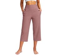 Three Quarter Length Trousers Elasticated Waist Womens Jogging Bottoms Plus Size Cropped Workout Work Yoga Pants Casual Business Women Trousers Walking Stretchy Capri Pants for Women Uk