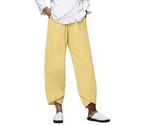 Three Quarter Length Trousers, Plus Size Wide Leg Trousers, Crop Jeans for Women UK, 3/4 Length Shorts Womens, Summer Leggings for Women UK, Under 10 pounds Clearance Yellow #2 XXL