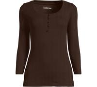 Three-Quarter Sleeve Henley Top lands end Dark Brown 20-22